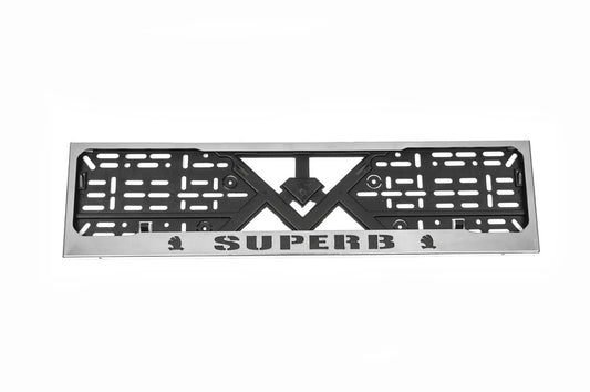 License Plate Frame Chrome (1 pc, Stainless Steel) for Skoda Superb 2009-2015 - image 1
