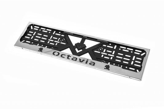 License Plate Frame Chrome (1 pc, Stainless Steel) for Skoda Octavia III A7 2013-2019 - image 1