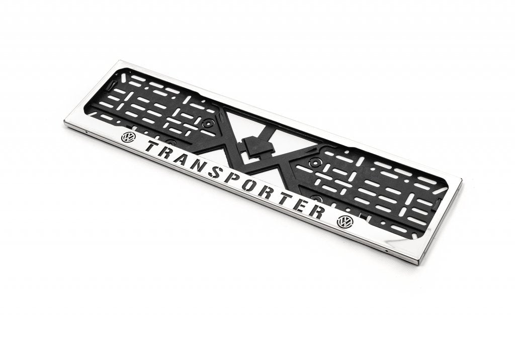 License Plate Frame Chrome Transporter (1 pc, Stainless Steel) for Volkswagen T6 2015-2024 - image 1