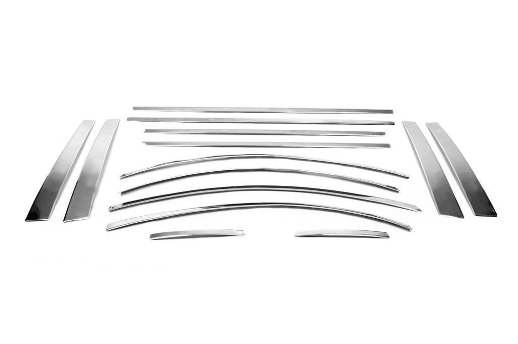 Full edging of glass (14 pieces, stainless steel.) for Hyundai Accent 2006-2010 - Reelken Auto