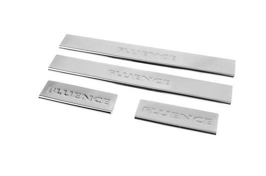 Door sill plates Carmos V2 (4 pcs., stainless steel) for Renault Fluence 2009-2016 - Reelken Auto
