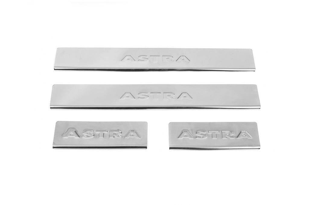 Carmos V2 sill plates (4 pcs., stainless steel) for Opel Astra J 2009-2015 - Reelken Auto