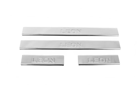 Carmos V2 Stainless Steel Door Sill Protectors (4 pcs) for Seat Leon 2013-2020 - image 1