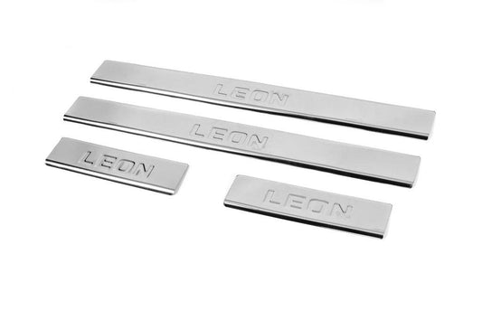 Carmos V2 sill plates (4 pcs., stainless steel) for Seat Leon 2013-2020 - Reelken Auto