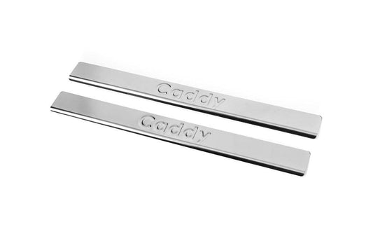 Door sill plates Carmos V2 (2 pcs, stainless steel) for Volkswagen Caddy 2010-2015 - Reelken Auto