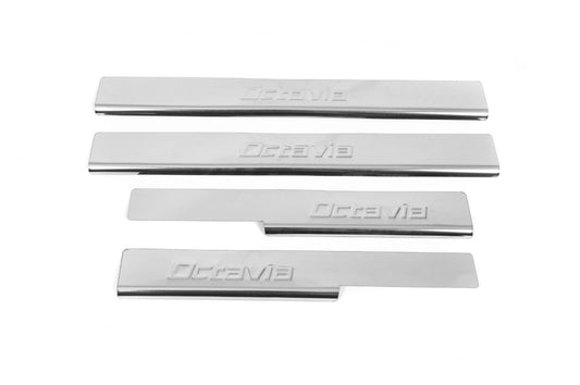 Stainless Steel Door Sill Protectors Carmos V2 (4 pcs) for Skoda Octavia III A7 2013-2019 - image 2