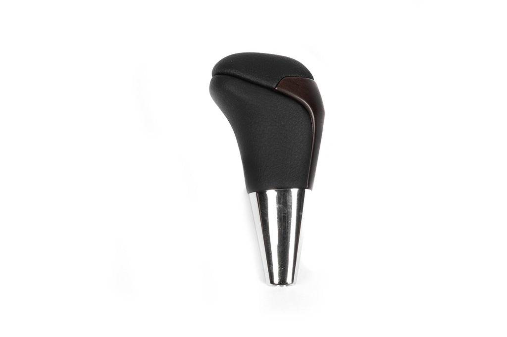 Gear knob (Black leather + dark wood) for Toyota Land Cruiser 200 - Reelken Auto