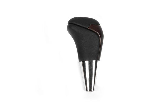Gear knob (Black leather + dark wood) for Toyota Land Cruiser Prado 150 - Reelken Auto