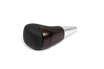 Gear knob (Black leather + dark wood) for Toyota Land Cruiser 200 - Reelken Auto