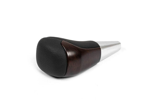 Gear knob (Black leather + dark wood) for Toyota Land Cruiser 200 - Reelken Auto