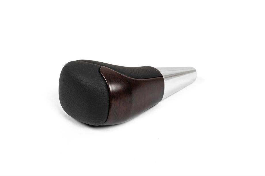 Gear knob (Black leather + dark wood) for Toyota Land Cruiser Prado 150 - Reelken Auto