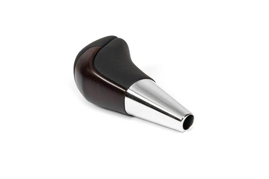 Gear knob (Black leather + dark wood) for Toyota Land Cruiser Prado 150 - Reelken Auto