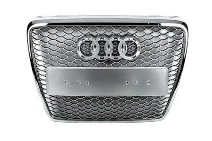 Front Grille RS-Style (Grey with Chrome) for Audi A6 C6 2004-2011 - image 5