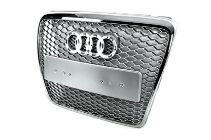 Front Grille RS-Style (Grey with Chrome) for Audi A6 C6 2004-2011 - image 7