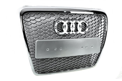Front Grille RS-Style (Grey with Chrome) for Audi A6 C6 2004-2011 - image 6