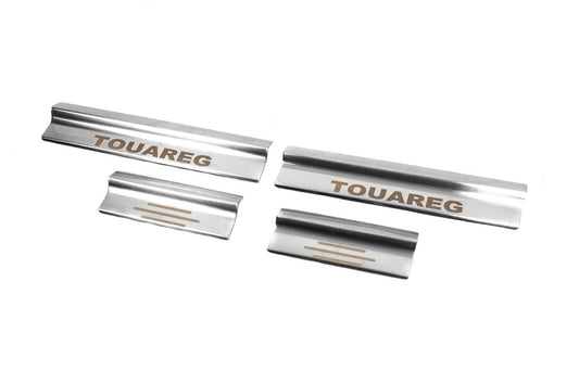 Carmos Stainless Steel Door Sill Protectors (4 pcs) for Volkswagen Touareg 2002-2010 - image 1