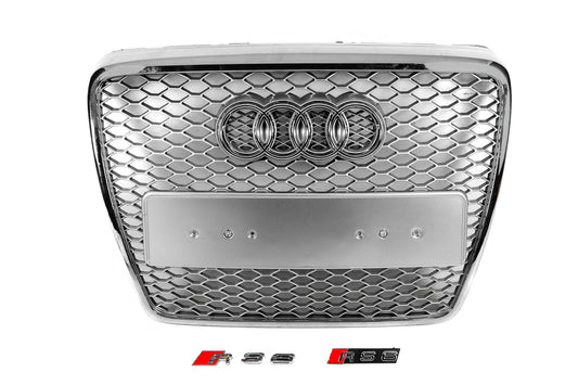 RS-style front grille (Grey with chrome) for Audi A6 C6 2004-2011 - image 1