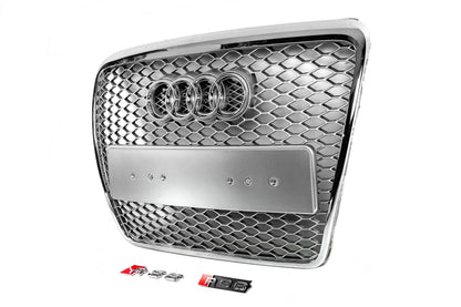 Front Grille RS-Style (Grey with Chrome) for Audi A6 C6 2004-2011 - image 3