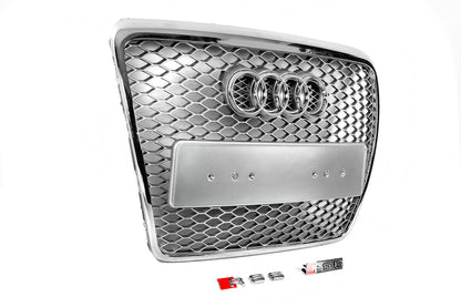 Front Grille RS-Style (Grey with Chrome) for Audi A6 C6 2004-2011 - image 2