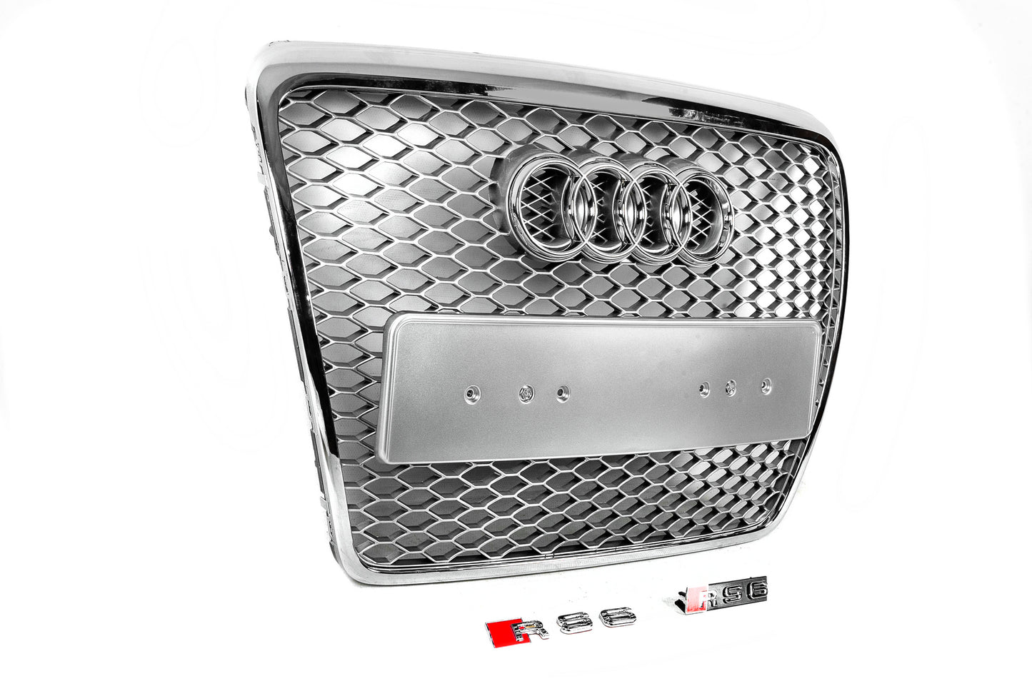 Front Grille RS-Style (Grey with Chrome) for Audi A6 C6 2004-2011 - image 2