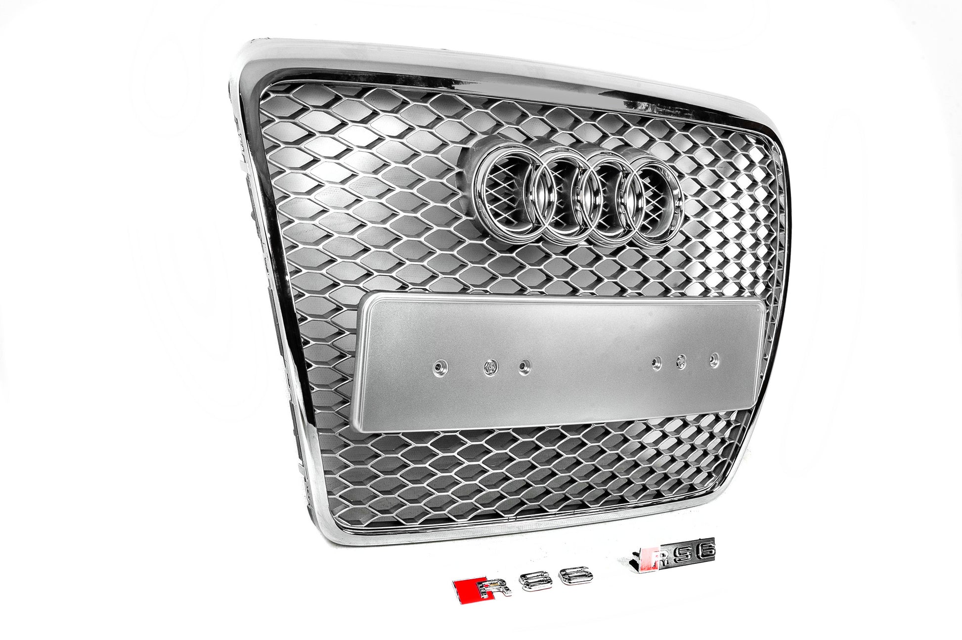 Front Grille RS-Style (Grey with Chrome) for Audi A6 C6 2004-2011 - image 2