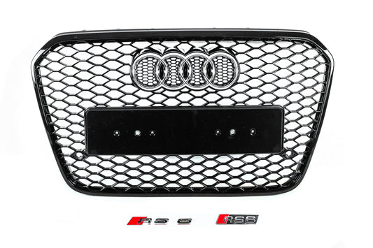 RS-style front grille (2011-2014, black) for Audi A6 C7 2011-2017 - image 1