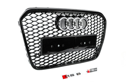 RS-style front grille (2011-2014, black) for Audi A6 C7 2011-2017 - image 2