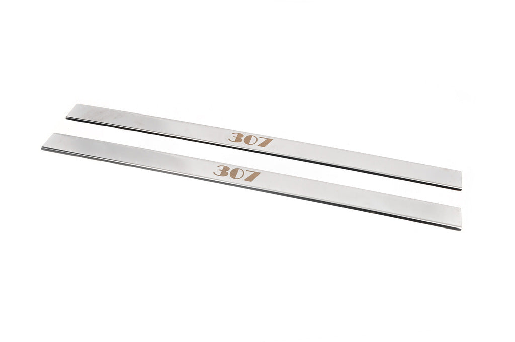 Carmos Door Sill Protectors (2 pcs, Stainless Steel) for Peugeot 307 2001-2008 - image 1