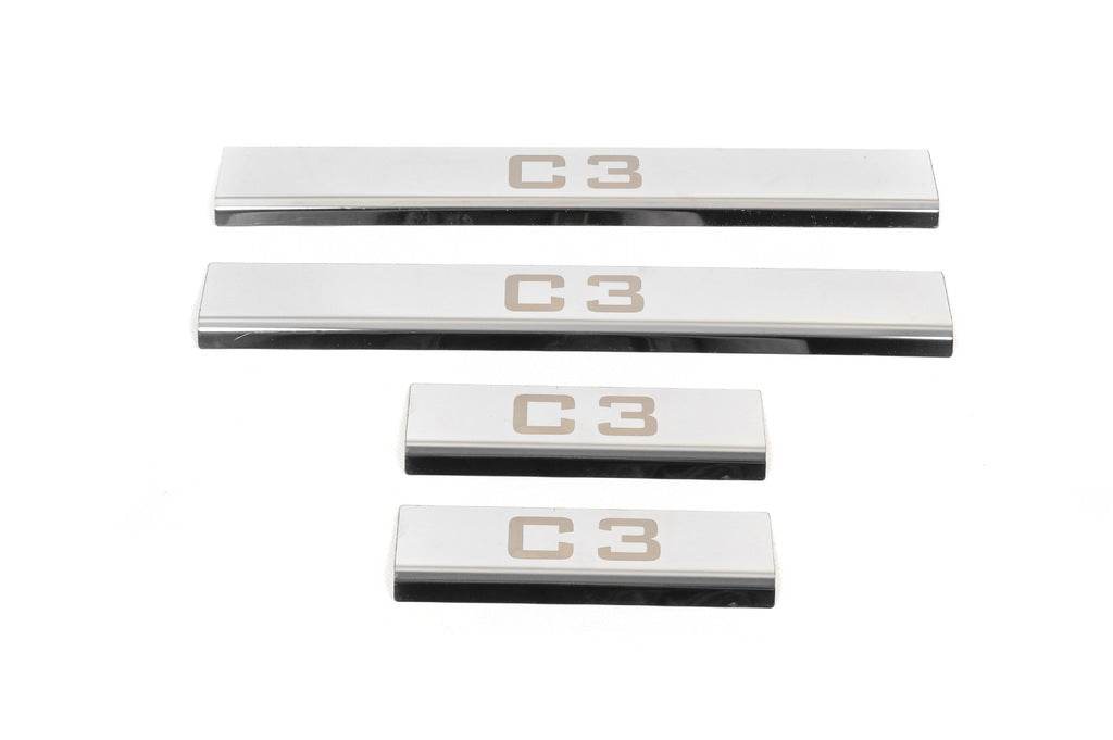Door sills (4 pcs, Carmos) for Citroen C-3 2009-2016 - Reelken Auto