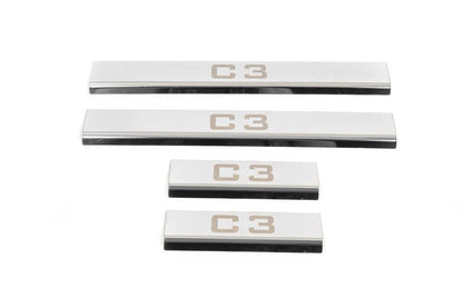 Door sills (4 pcs, Carmos) for Citroen C-3 2009-2016 - Reelken Auto