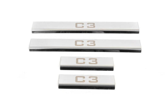 Door sills (4 pcs, Carmos) for Citroen C-3 2009-2016 - Reelken Auto