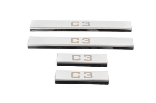 Door Sill Covers (4 pcs, Carmos) for Citroen C-3 2009-2016 - image 2