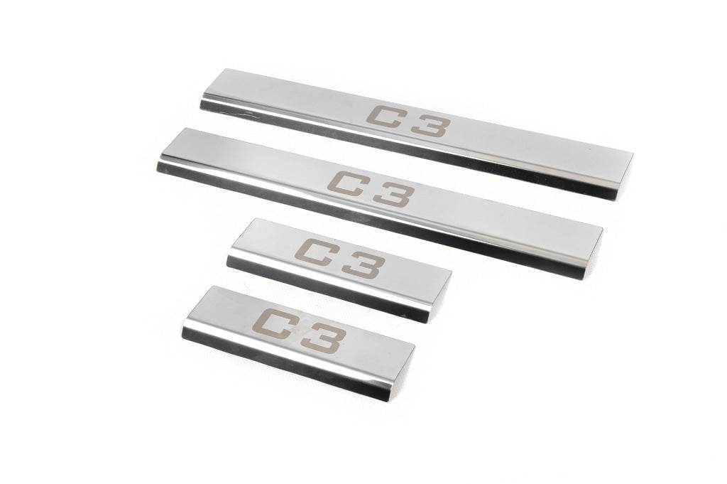 Door sills (4 pcs, Carmos) for Citroen C-3 2009-2016 - Reelken Auto