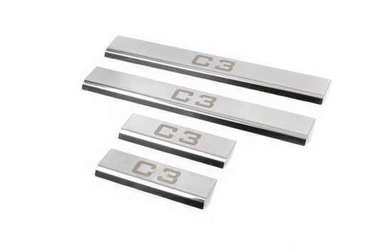Door sills (4 pcs, Carmos) for Citroen C-3 2009-2016 - Reelken Auto