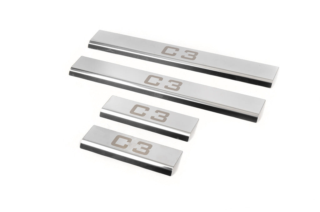 Door Sill Covers (4 pcs, Carmos) for Citroen C-3 2009-2016 - image 1