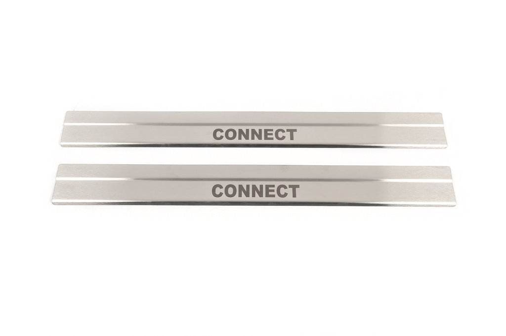The door sill panels Carmos (2 PCs, stainless steel) for Ford Connect 2014-2021 - Reelken Auto