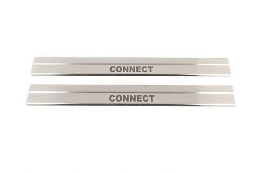 The door sill panels Carmos (2 PCs, stainless steel) for Ford Connect 2014-2021 - Reelken Auto