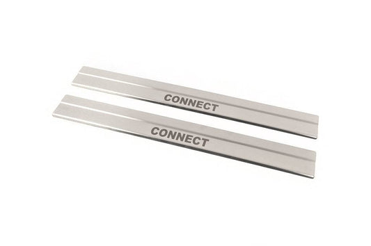 The door sill panels Carmos (2 PCs, stainless steel) for Ford Connect 2014-2021 - Reelken Auto