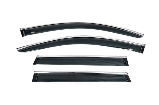 Window deflectors with chrome trim (4 pcs, HIC) for Volkswagen Touareg 2010-2018 - image 1