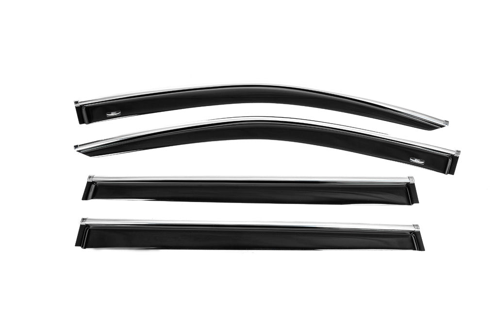 Window deflectors with chrome trim (4 pcs, HIC) for Toyota Highlander 2013-2019 - image 1