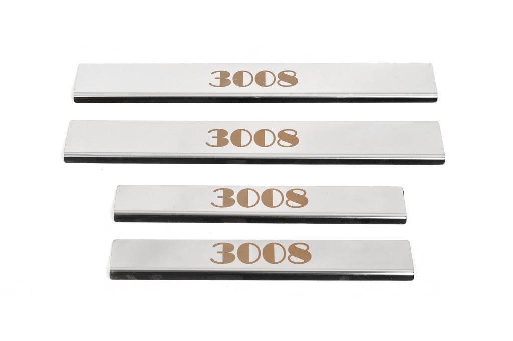 Door sills (Carmos, 4-piece, steel) for Peugeot 3008 2016-2023 - Reelken Auto