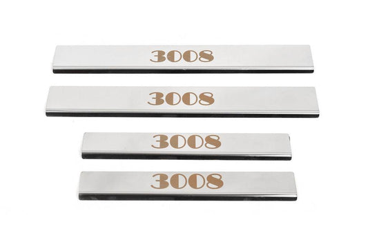 Door sills (Carmos, 4-piece, steel) for Peugeot 3008 2016-2023 - Reelken Auto