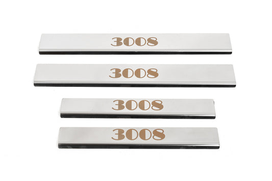 Door Sill Protectors (Carmos, 4 pcs, Stainless Steel) for Peugeot 3008 2016-2023 - image 1