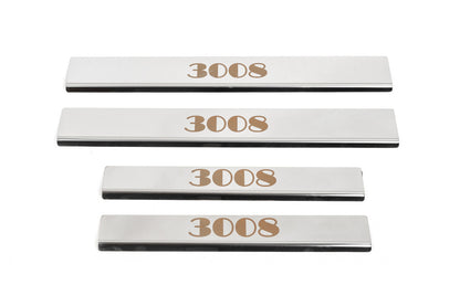 Door Sill Protectors (Carmos, 4 pcs, Stainless Steel) for Peugeot 3008 2016-2023 - image 1
