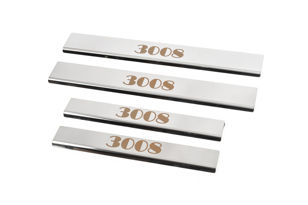 Door Sill Protectors (Carmos, 4 pcs, Stainless Steel) for Peugeot 3008 2016-2023 - image 3