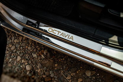Door Sill Protectors Carmos V1 (8 pcs, Stainless Steel) for Skoda Octavia III A7 2013-2019 - image 1