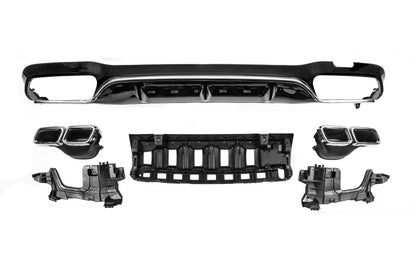 Rear Diffuser with Tips Silver (for AMG/AMG-Line, E63 Design 2016-2020) for Mercedes E-сlass W213 2016-2023 - image 1