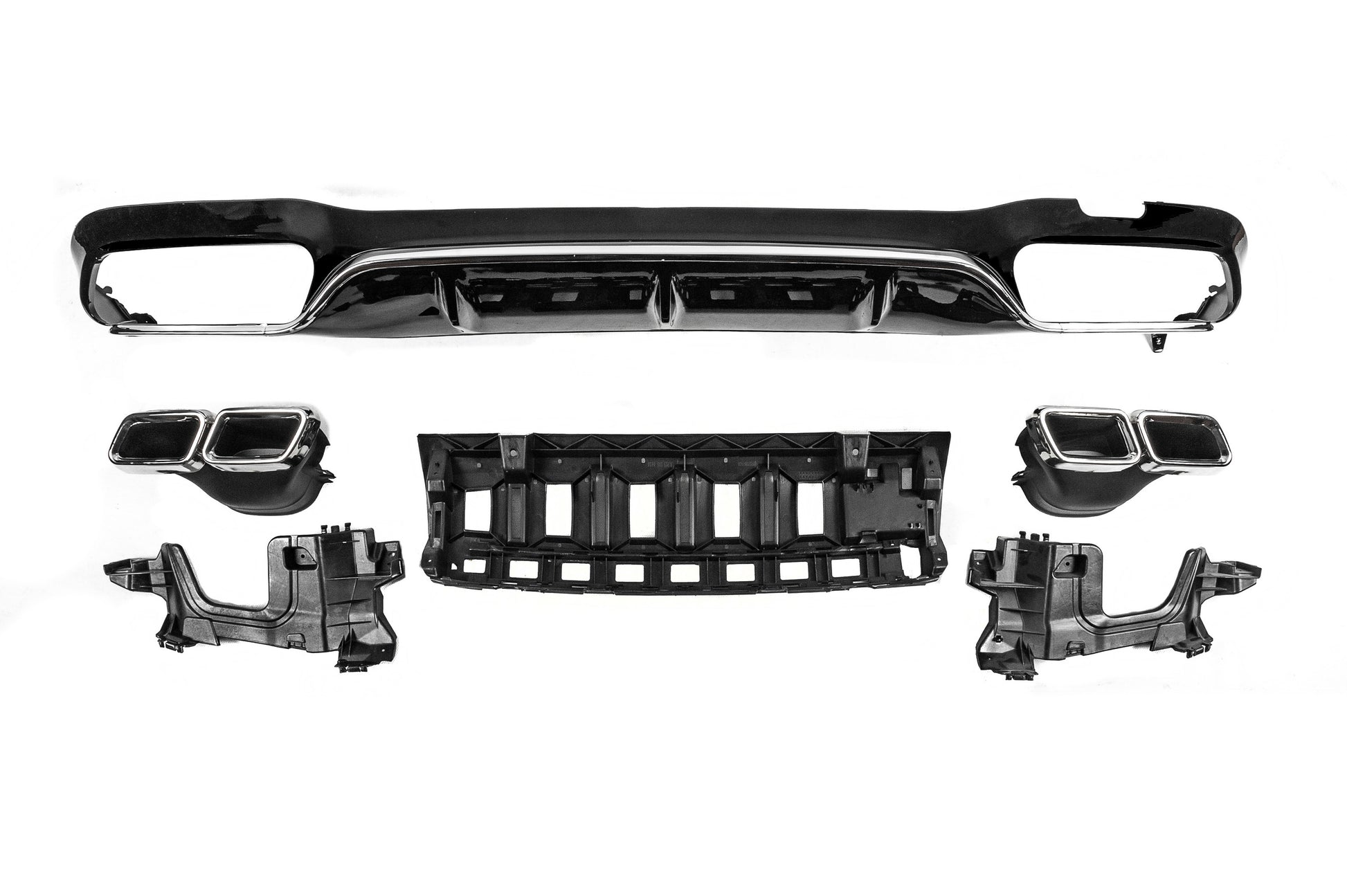 Rear Diffuser with Tips Silver (for AMG/AMG-Line, E63 Design 2016-2020) for Mercedes E-сlass W213 2016-2023 - image 1