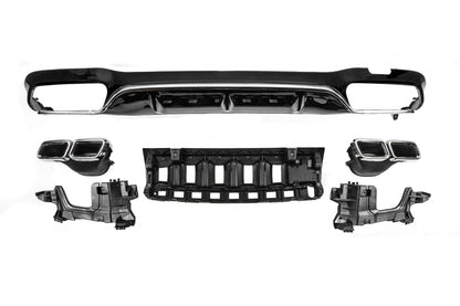 Rear Diffuser with Tips E63-Design Silver (for AMG/AMG-Line 2016-2020) for Mercedes E-сlass W213 2016-2023 - image 1