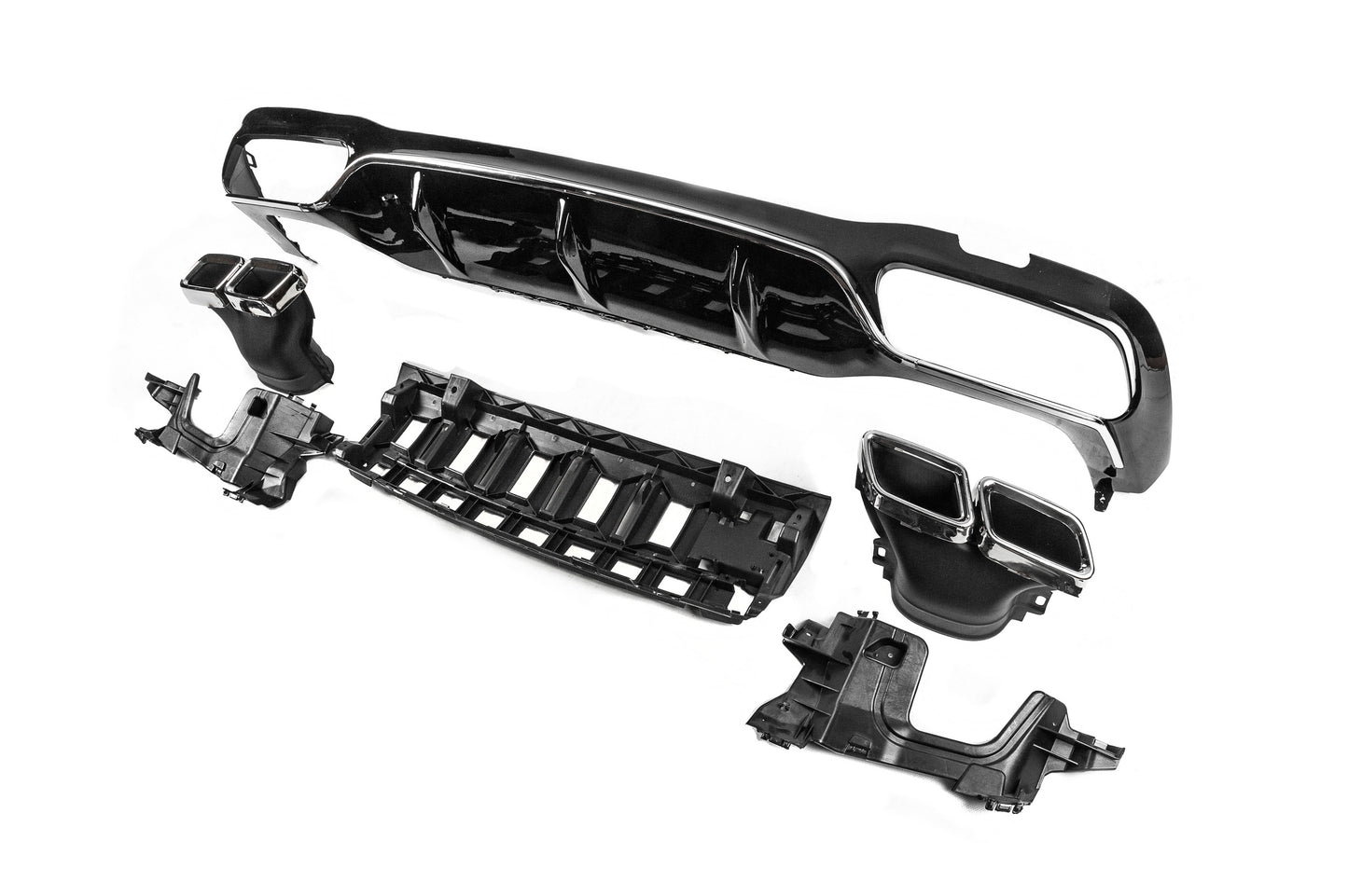 Rear Diffuser with Tips Silver (for AMG/AMG-Line, E63 Design 2016-2020) for Mercedes E-сlass W213 2016-2023 - image 2